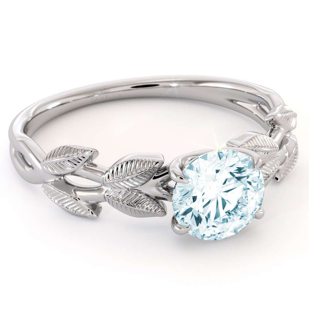 Unique Aquamarine Engagement Ring White Gold Aquamarine Ring Unique Design Gemstone Anniversary Gift